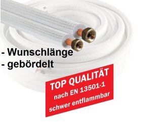Kältemittelleitung Anschlussfertig nach Maß isoliert inkl. Bördel | Überwurfmutter 1/4" + 3/8" 8 m