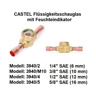 CASTEL Schauglas mit Feuchteindikator Lötanschluss