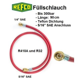 Refco High Quality Füllschlauch R32, R410A,  5/16" SAE 90 cm, rot