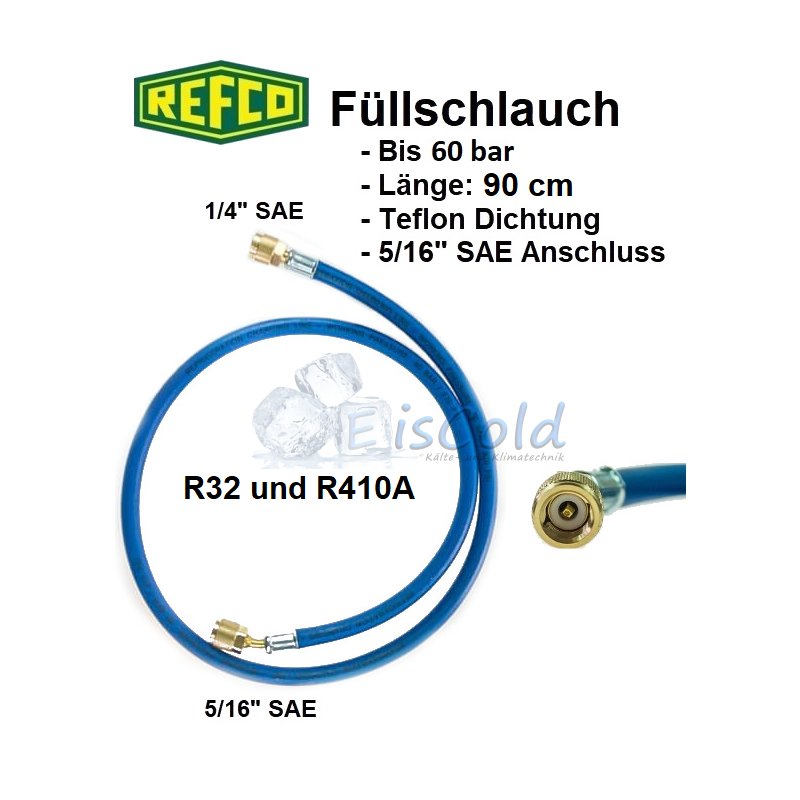 Refco High Quality Füllschlauch R32, R410A, 5/16 SAE 90 cm, blau, 26,90 €