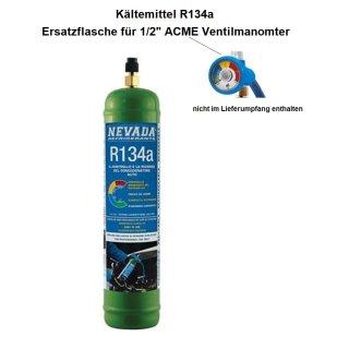 Kältemittel R134a Ersatzflasche 900g  für 1/2" ACME Manometer