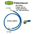 Refco High Quality F&uuml;llschlauch, u.a. f&uuml;r R134a, R407c, R404A, 1/4&quot; SAE 150 cm, blau