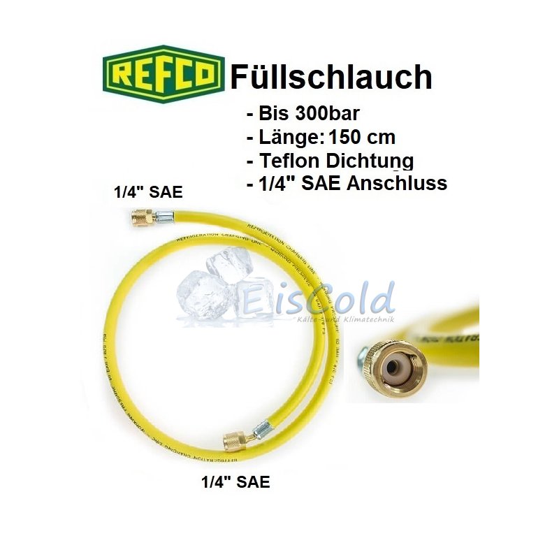 Refco High Quality Füllschlauch, u.a. für R134a, R407c, R404A, 1/4