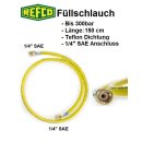 Refco High Quality F&uuml;llschlauch, u.a. f&uuml;r R134a, R407c, R404A, 1/4&quot; SAE 150 cm, gelb