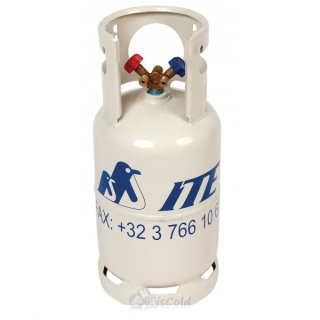 ITE K&auml;ltemittelflasche, Recyclingflasche 12,5 Liter mit Doppelventil 1/4&quot; SAE Anschluss